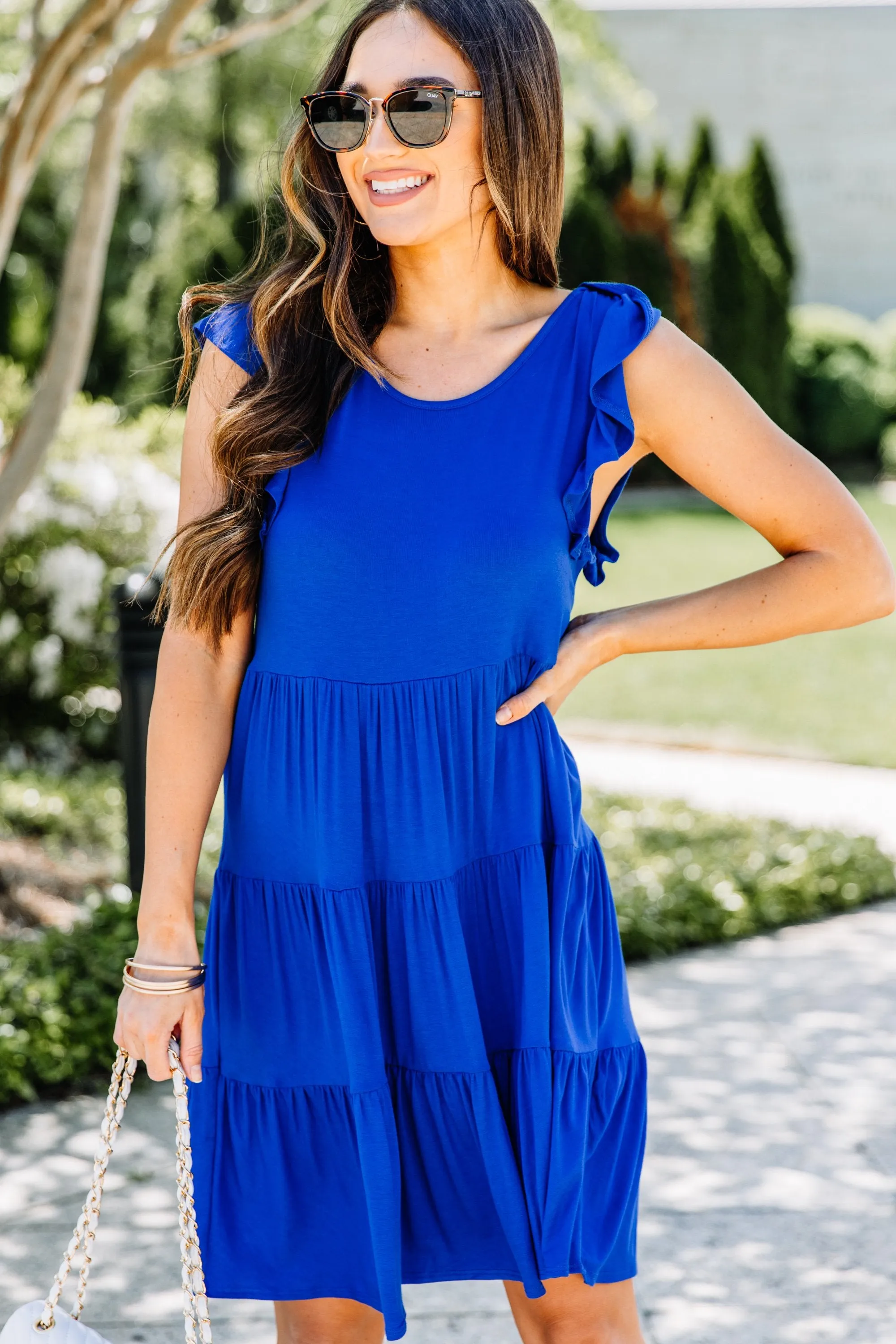 Stay With You Always Royal Blue Tiered Dress