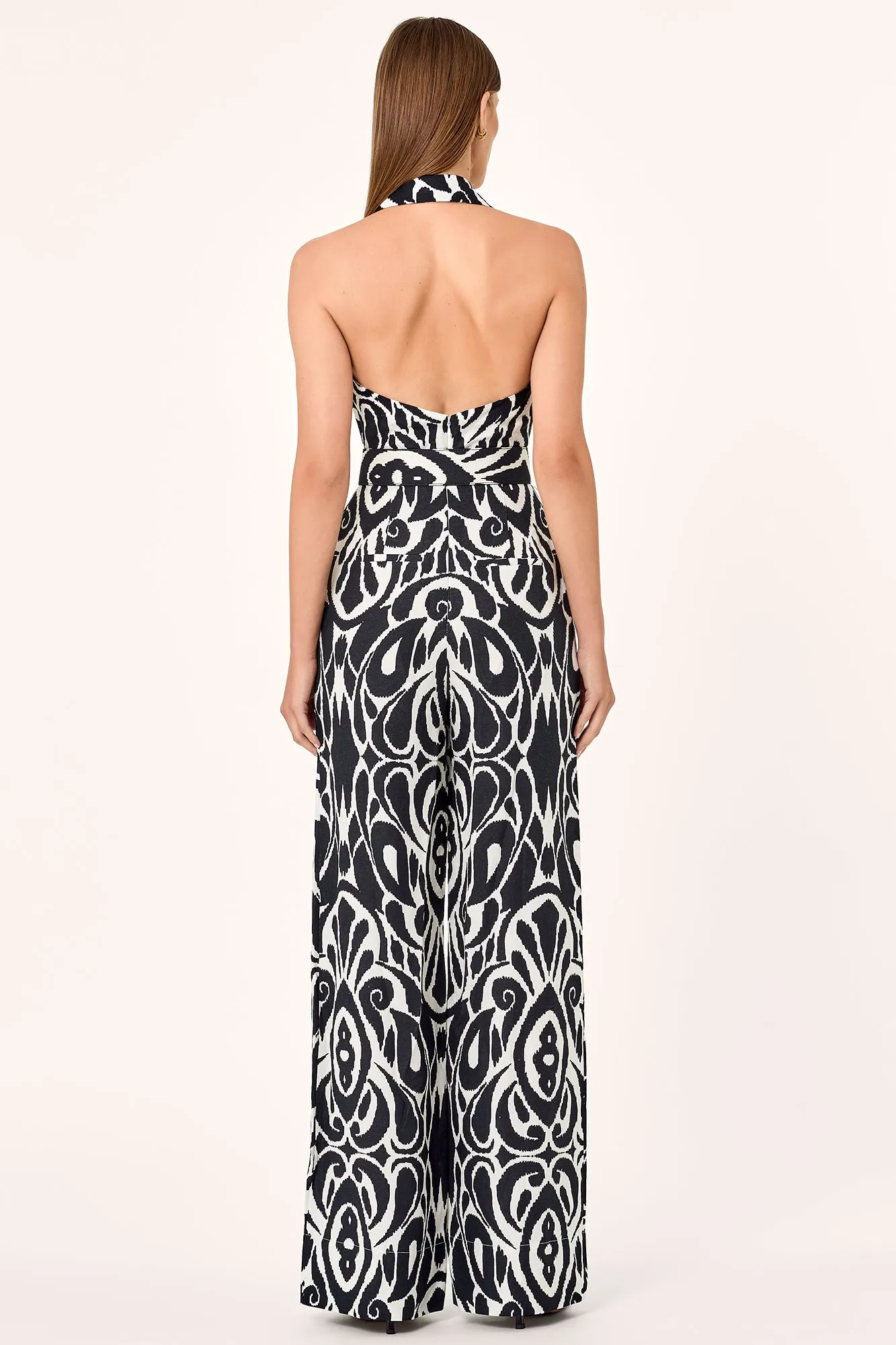 STEPHANIA JUMPSUIT - BLACK INEZ PRINT