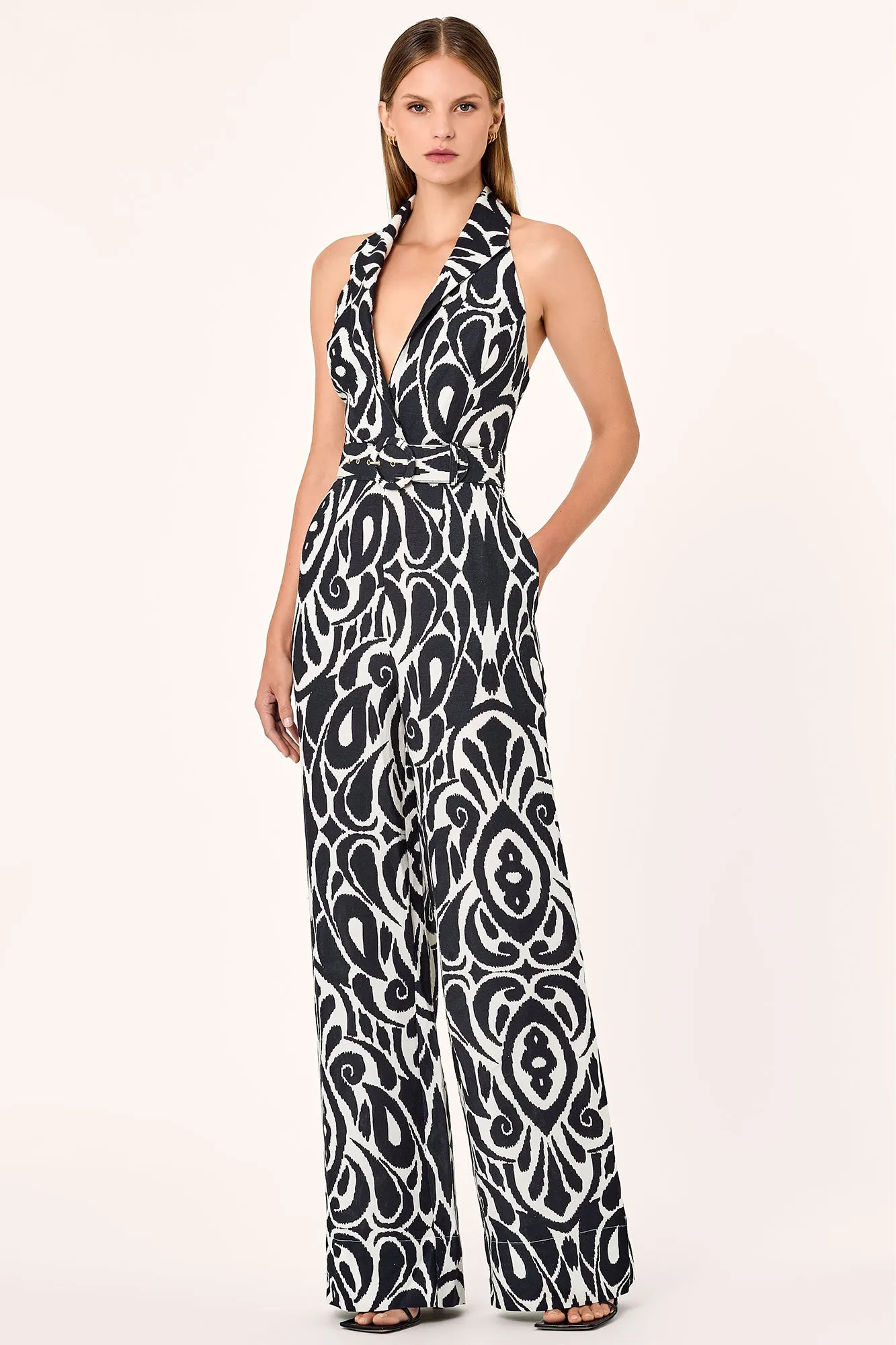 STEPHANIA JUMPSUIT - BLACK INEZ PRINT