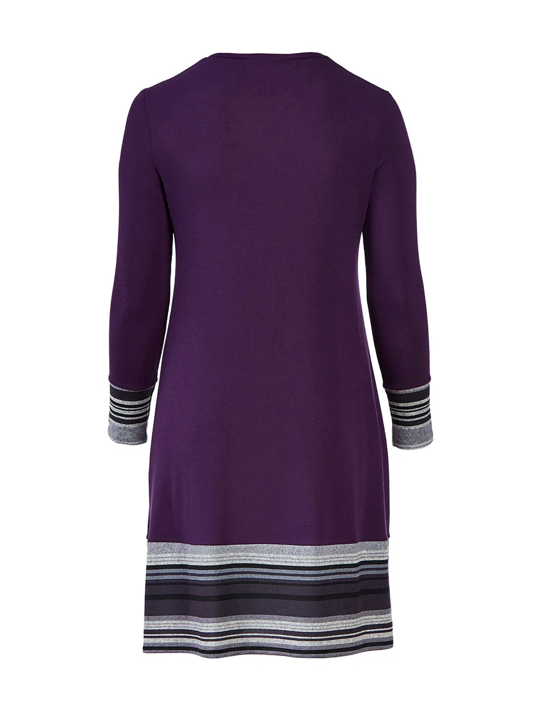 Stripe Hem Purple Sweater Dress