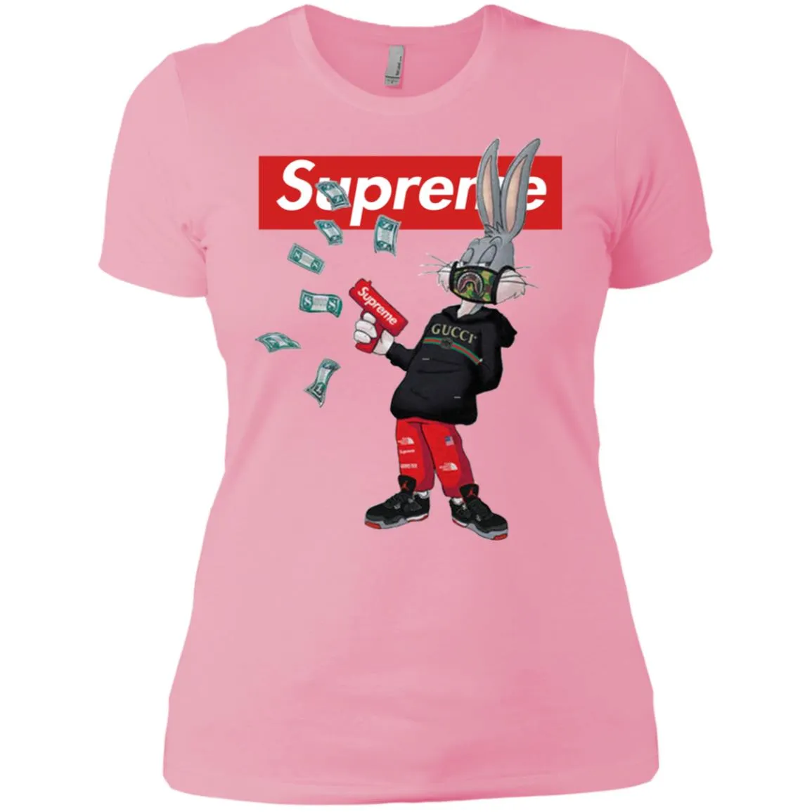 Supreme Rabbit Gucci Gang T-shirt Women Cotton T-Shirt