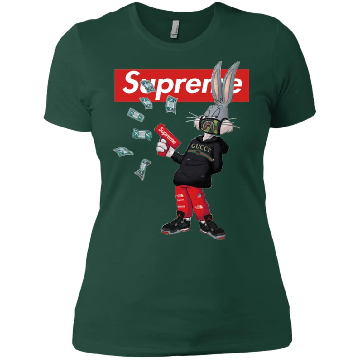 Supreme Rabbit Gucci Gang T-shirt Women Cotton T-Shirt