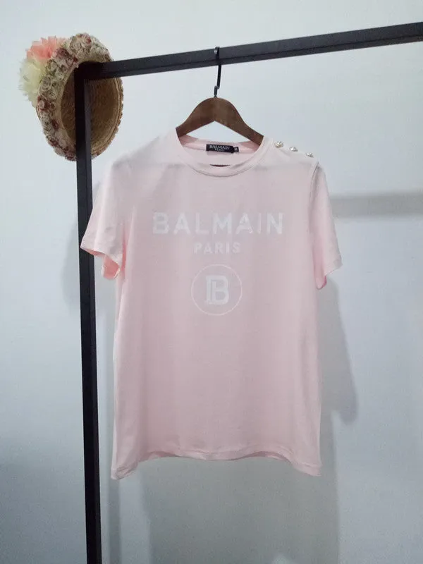 T Shirt Balmain Spring/Summer Cotton Printed Letter Short Sleeve T-shirt for Men and Women