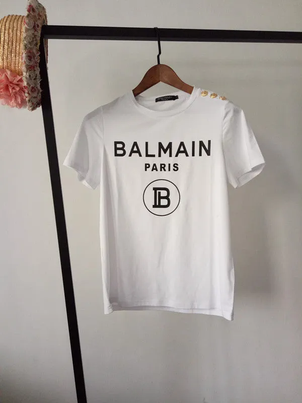 T Shirt Balmain Spring/Summer Cotton Printed Letter Short Sleeve T-shirt for Men and Women