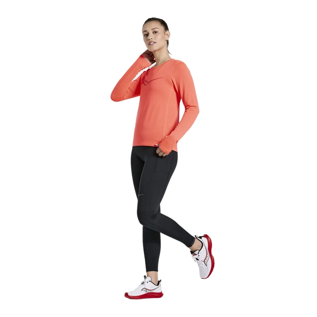 T-Shirt Saucony Stopwatch Long Sleeve Coral Women's