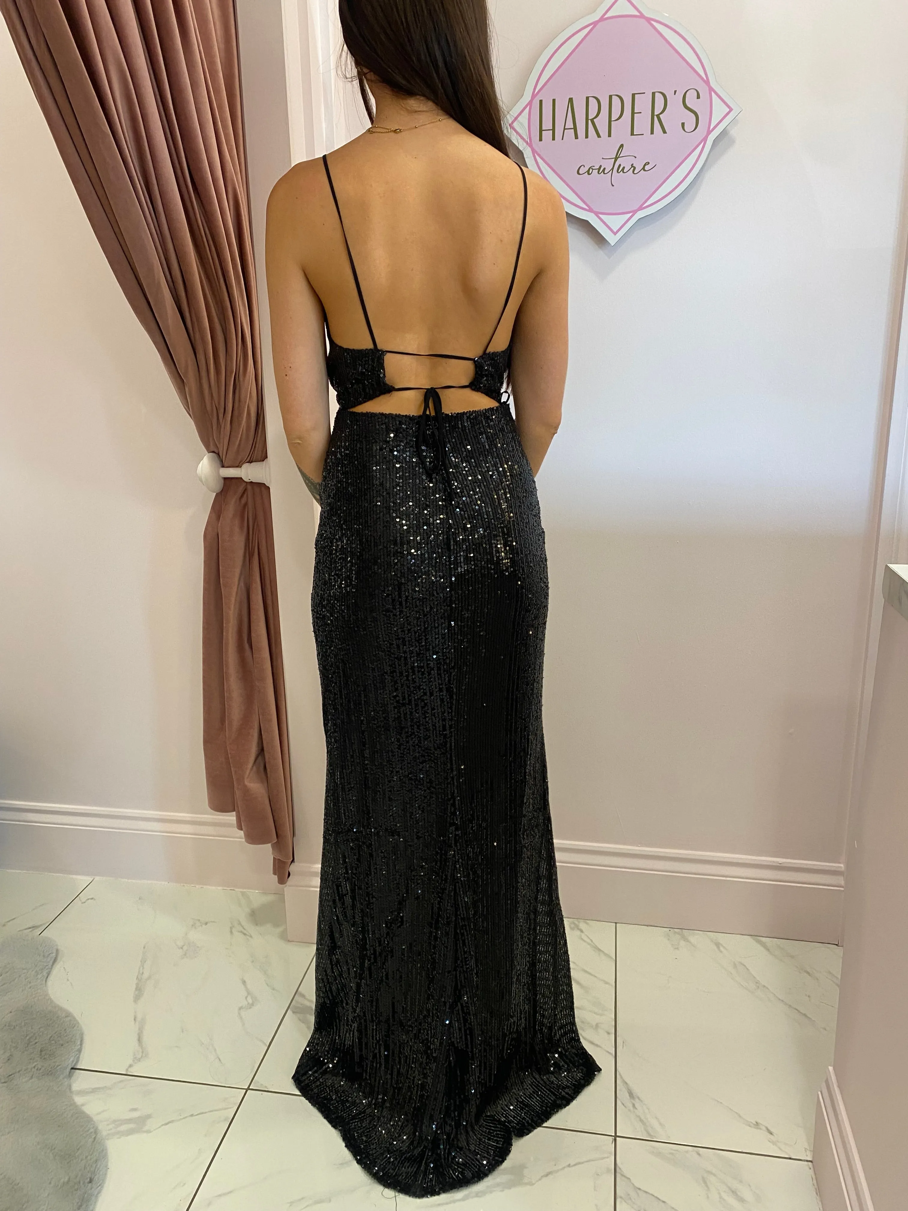 Talia Black Sparkle Maxi Dress