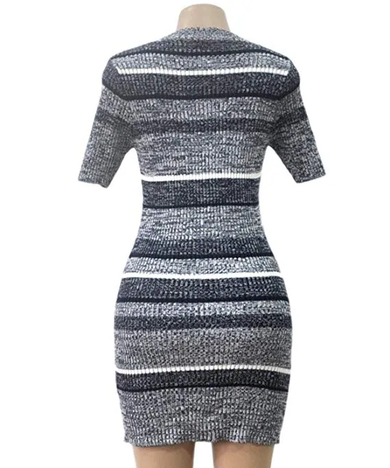 TastyHottie - Womens Knitted Sweater Dress Short Sleeve Pullover Mini Jersey Dress