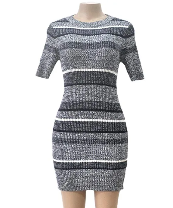 TastyHottie - Womens Knitted Sweater Dress Short Sleeve Pullover Mini Jersey Dress