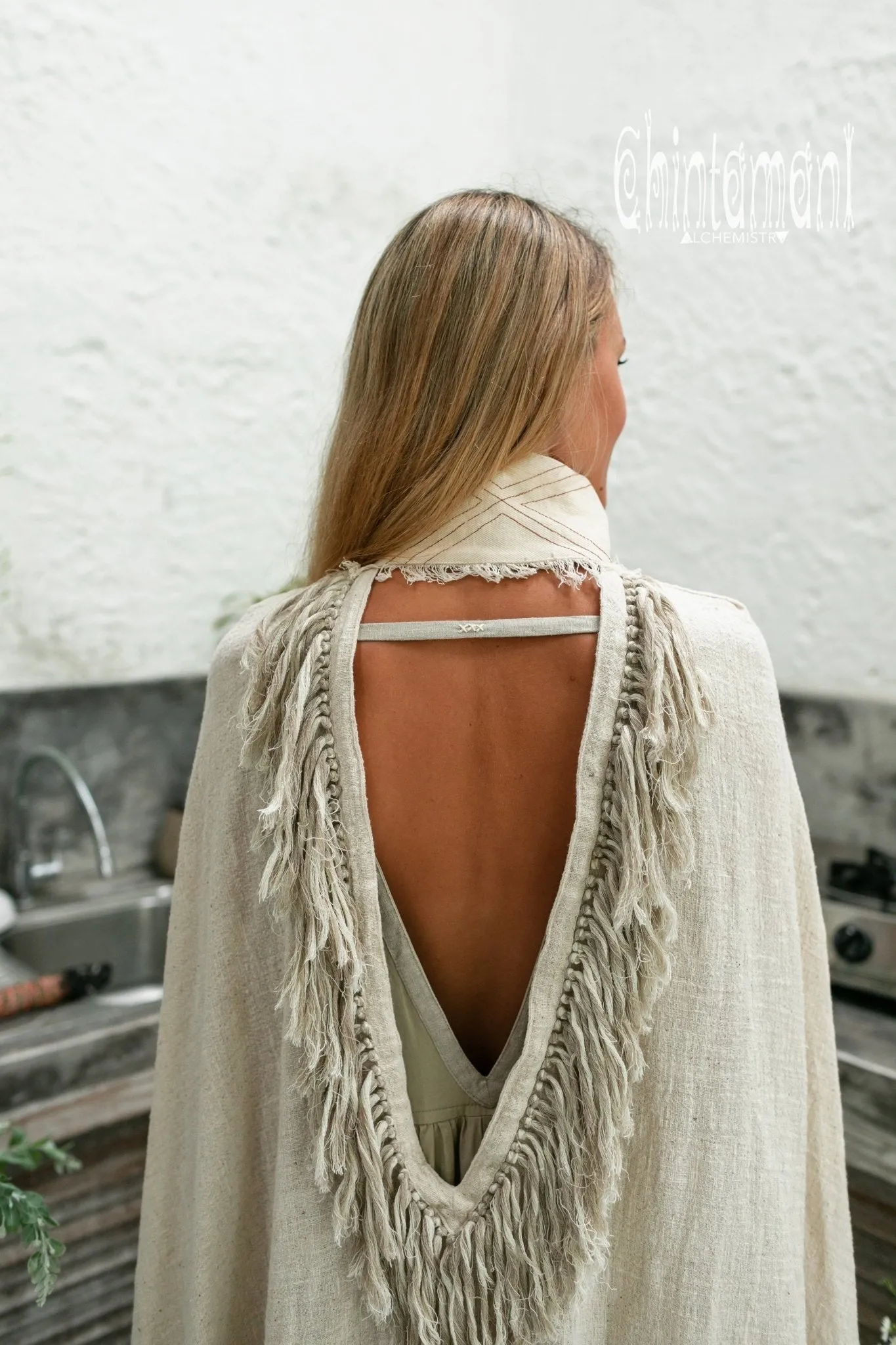 Thick and Thin Poncho / Soft Cotton   Cotton Canvas / Off White