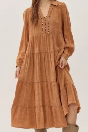 Toffee Tiered Midi Dress