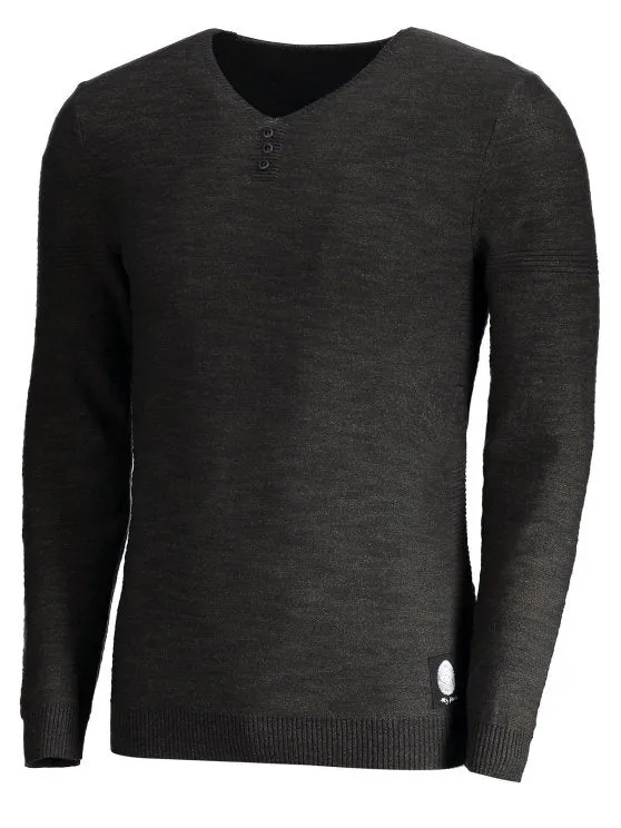 Trendy V Neck Heathered Sweater