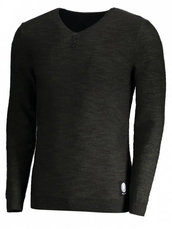 Trendy V Neck Heathered Sweater