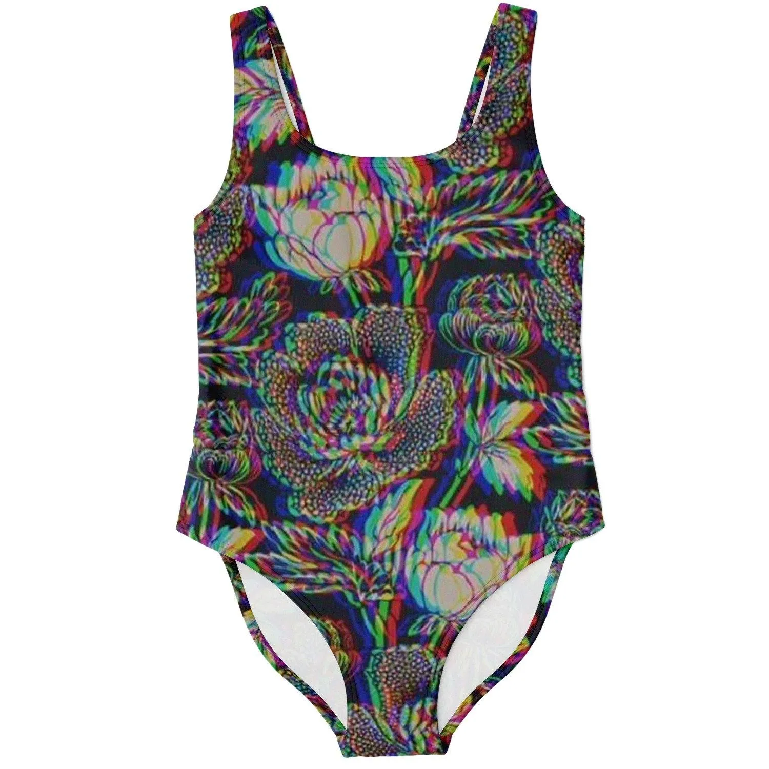 Trippy Black and White Floral Swimsuit