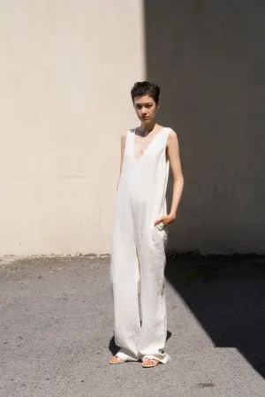 V-NECK JUMPSUIT - Ivory