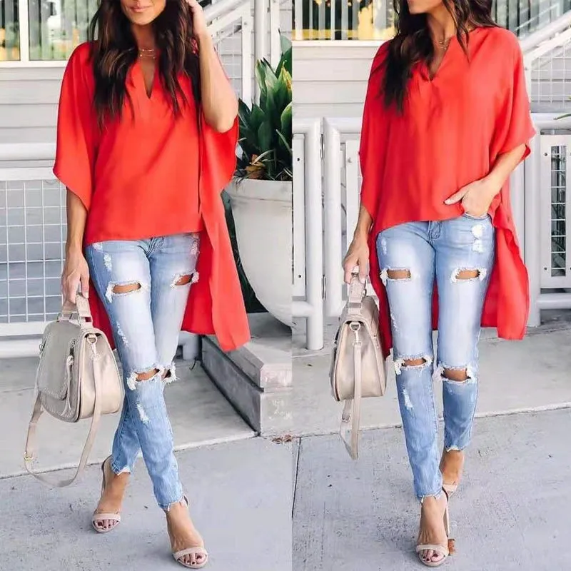 V Neck Raglan Sleeve Shirt