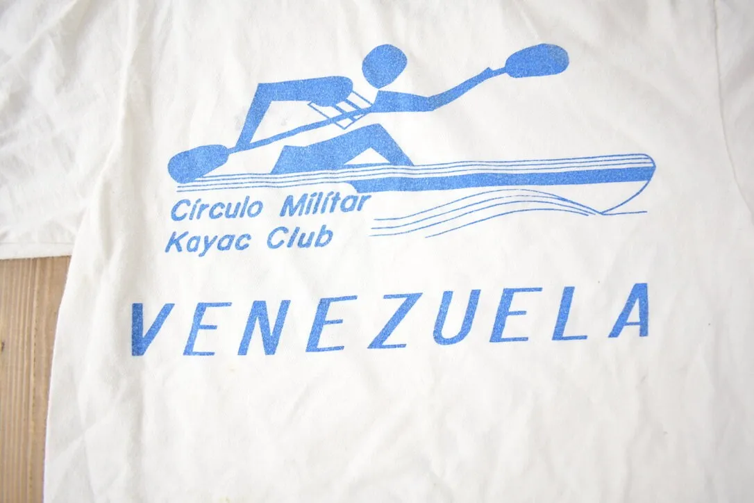 Vintage 1980s Piraguismo Venezuela Kayac Club Souvenir Travel T Shirt