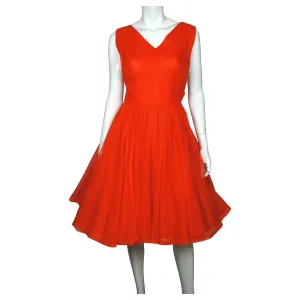 Vintage 60s 50s Dress Red Chiffon Size M