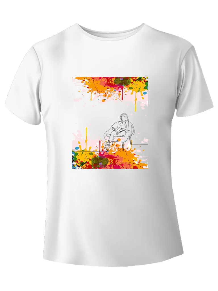 Watercolor donna che legge t-shirt