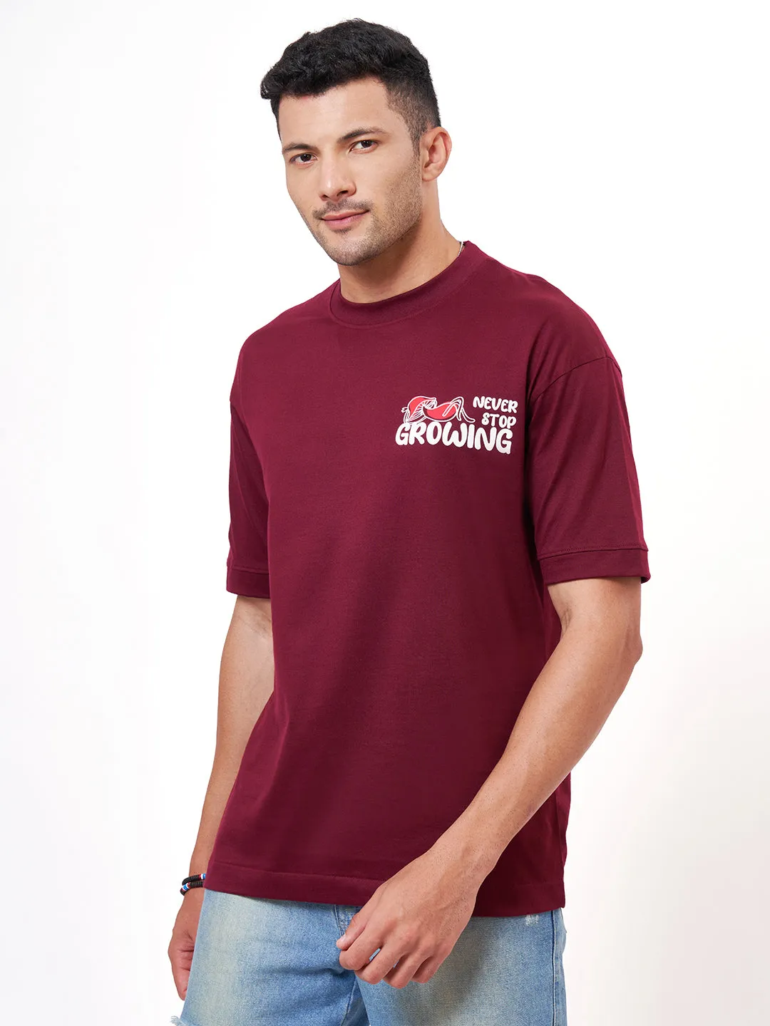 Wine Printed Oversized T-Shirt