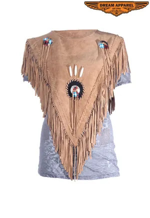 Womens Brown Poncho With Concho