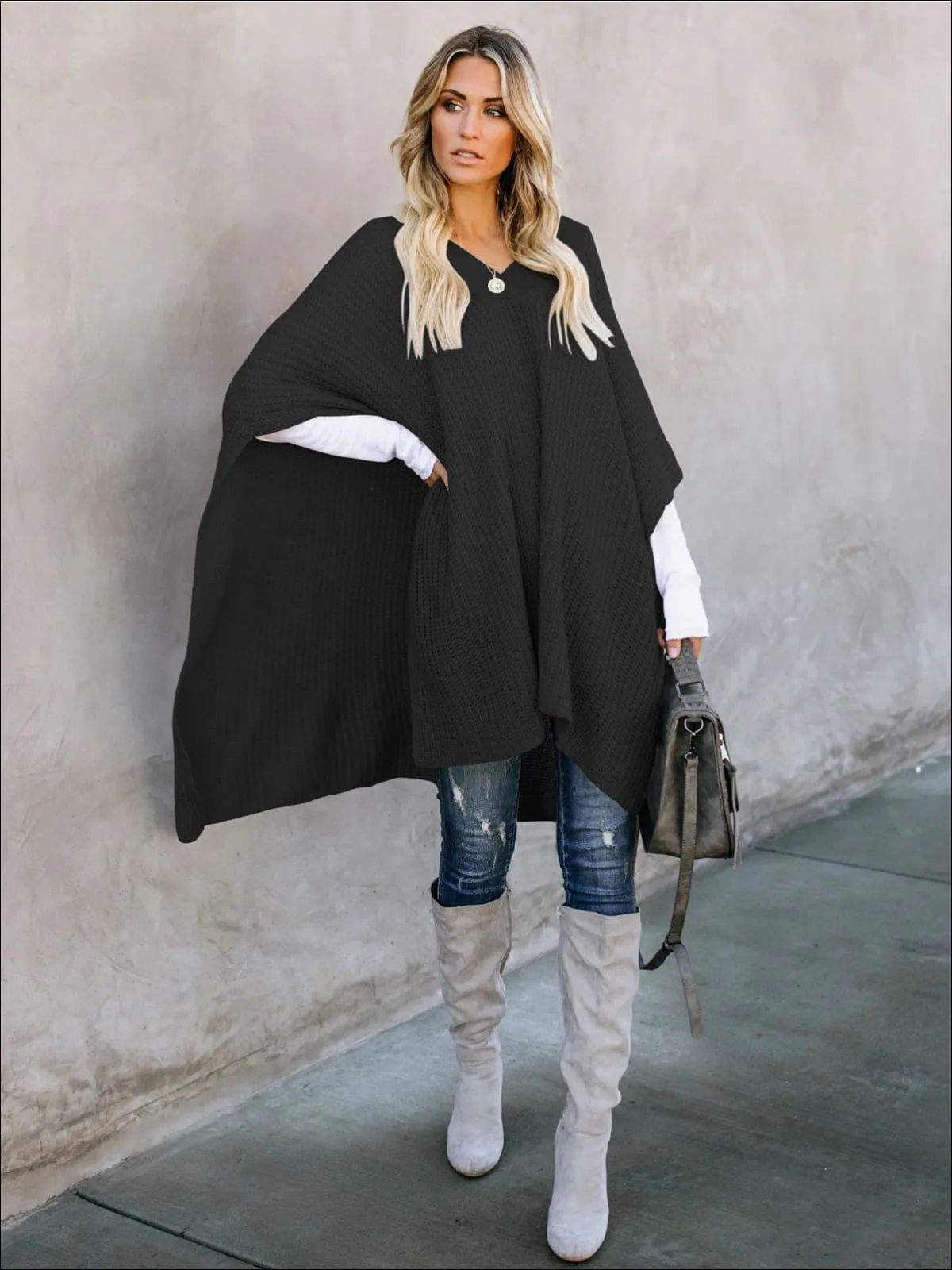 Women's Fall Knitted Pullover Poncho