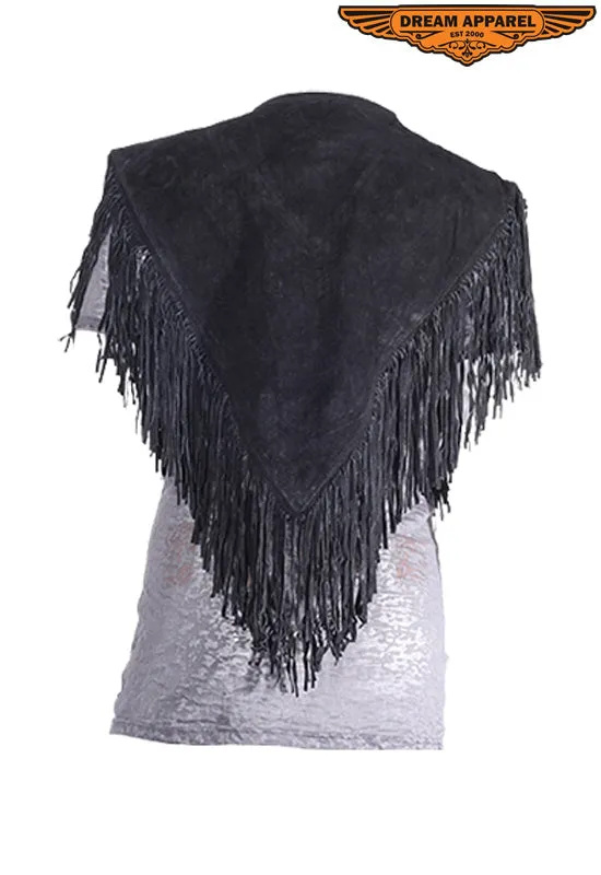 Womens Motorcycle Poncho With Beads & Fringes