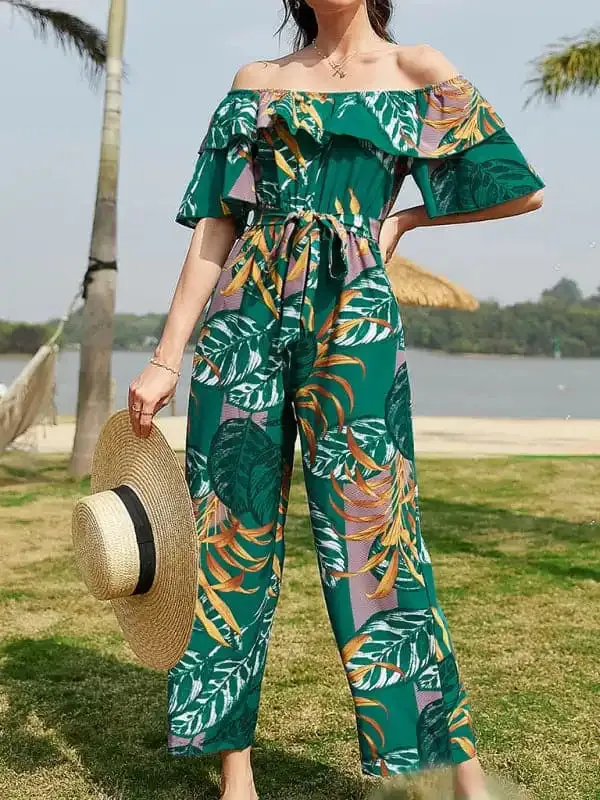 Women’s Printed Off-the-shoulder Jumpsuit