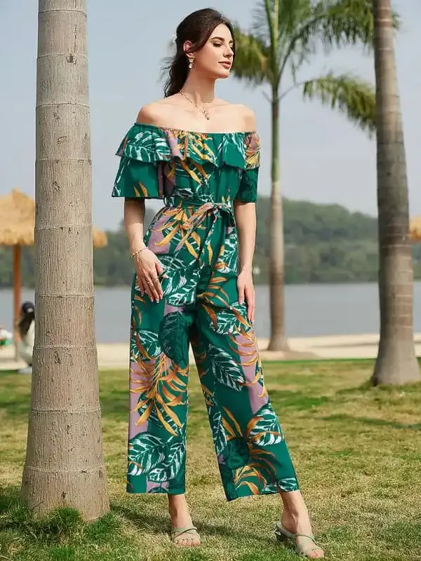 Women’s Printed Off-the-shoulder Jumpsuit