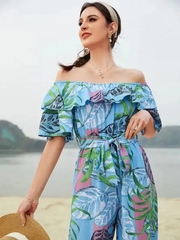 Women’s Printed Off-the-shoulder Jumpsuit