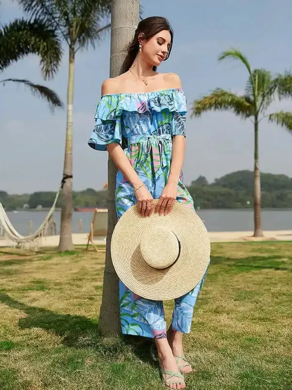 Women’s Printed Off-the-shoulder Jumpsuit