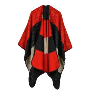 Women's Wide Stripes Fashion Poncho Scarf - 6 Colors