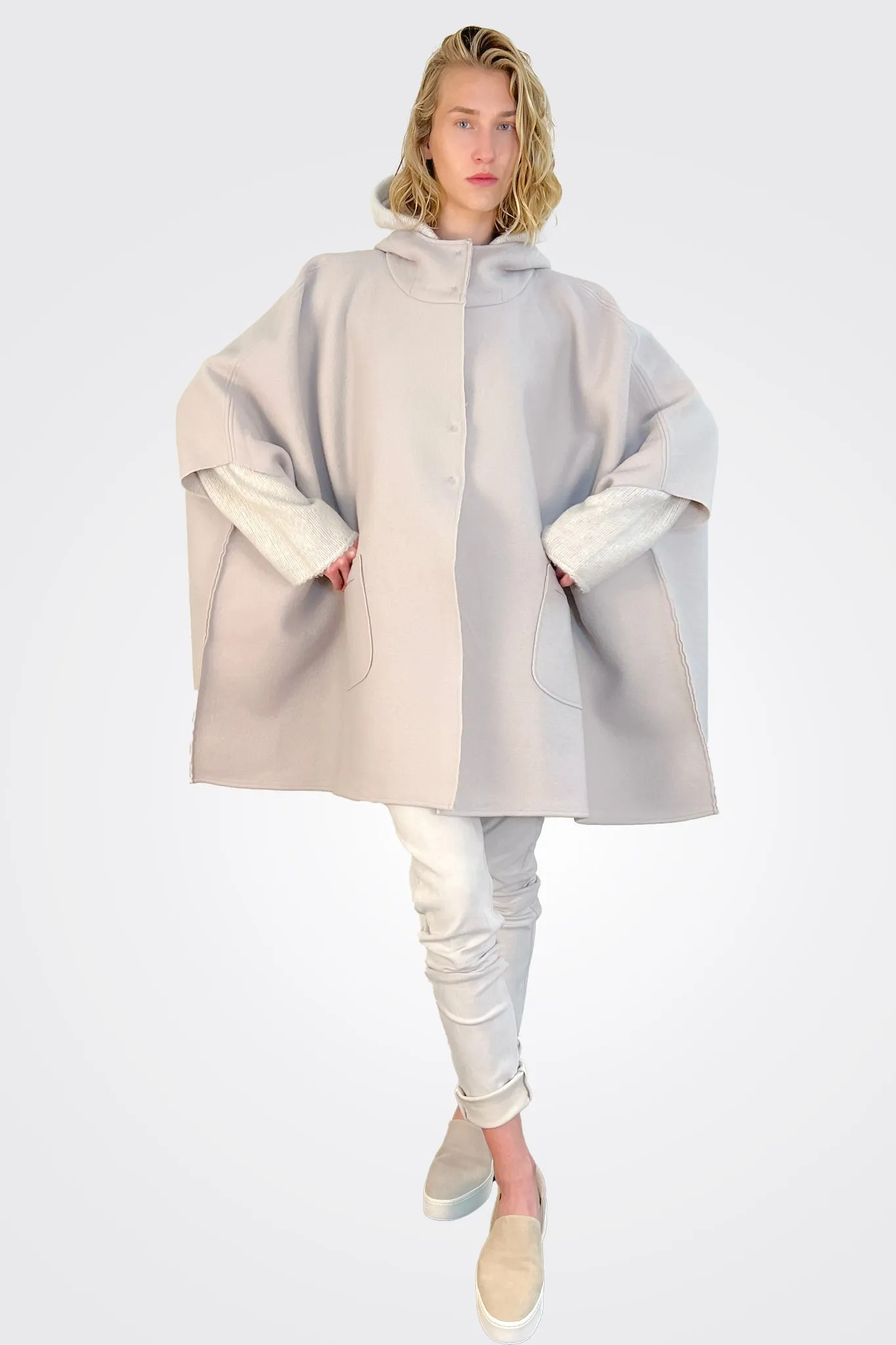 Wool Poncho - Chalk