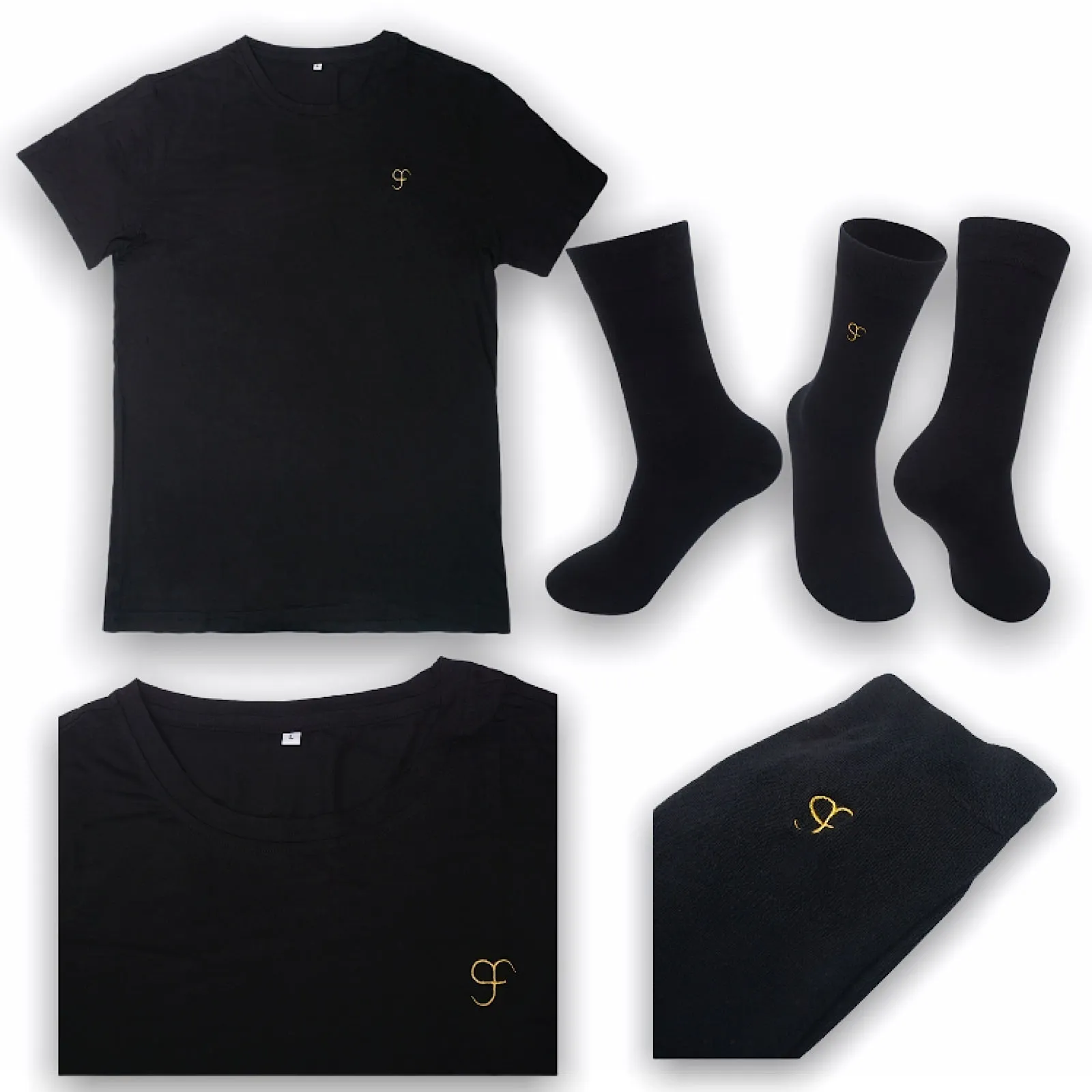 XXL Size Luxury Bamboo T-Shirt & Bamboo Socks Gift Box Set for Men & Women in a Handcrafted Magnetic Close Keepsake Box Black