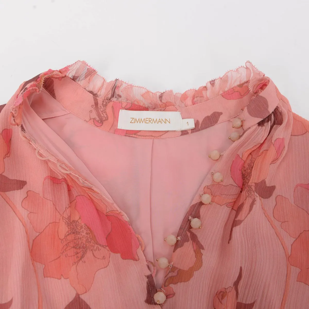 Zimmermann Pink Silk Concert Ruffle Jumpsuit 1