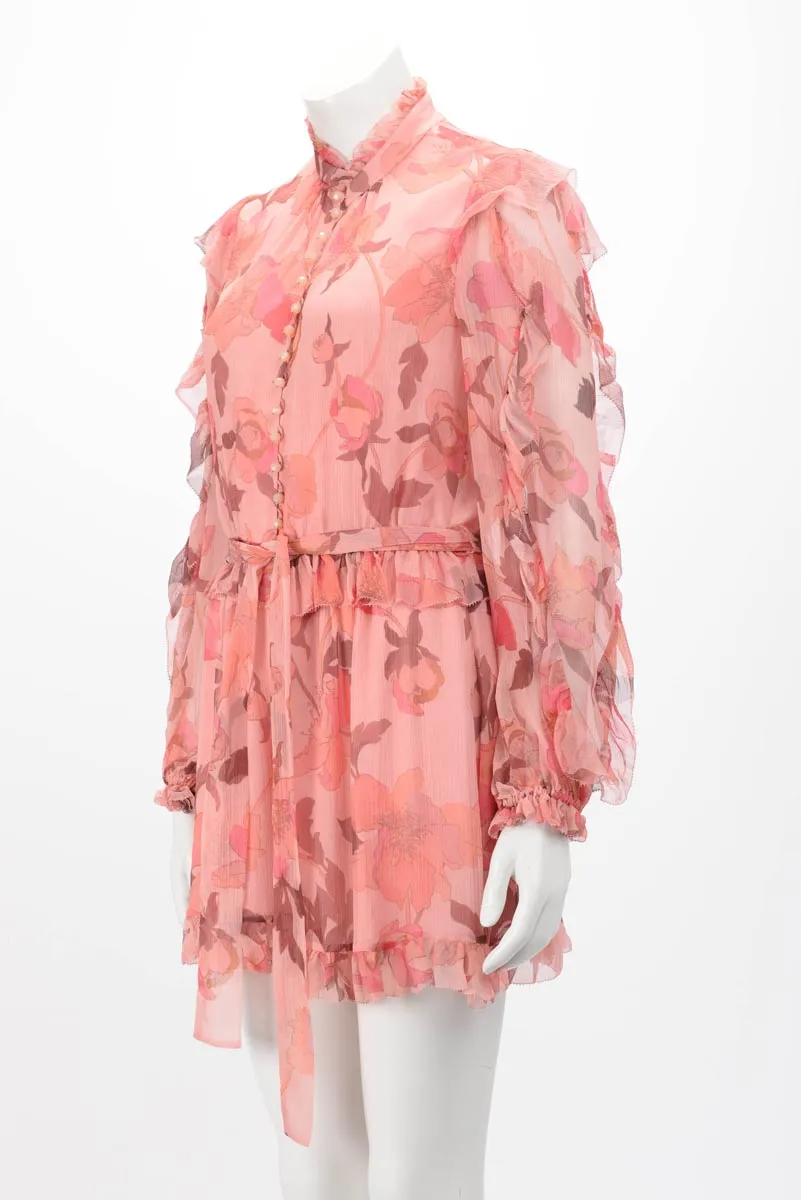 Zimmermann Pink Silk Concert Ruffle Jumpsuit 1